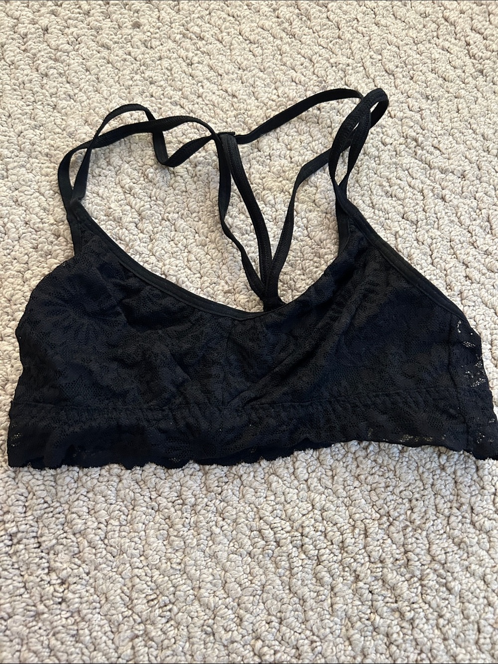 PINK Victoria's Secret Black Lace Strappy Bralette